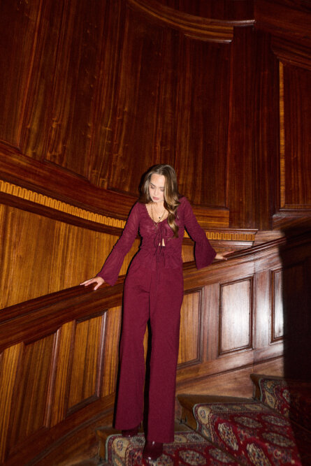 Spodnie Bae Red Wine - obrazek 5